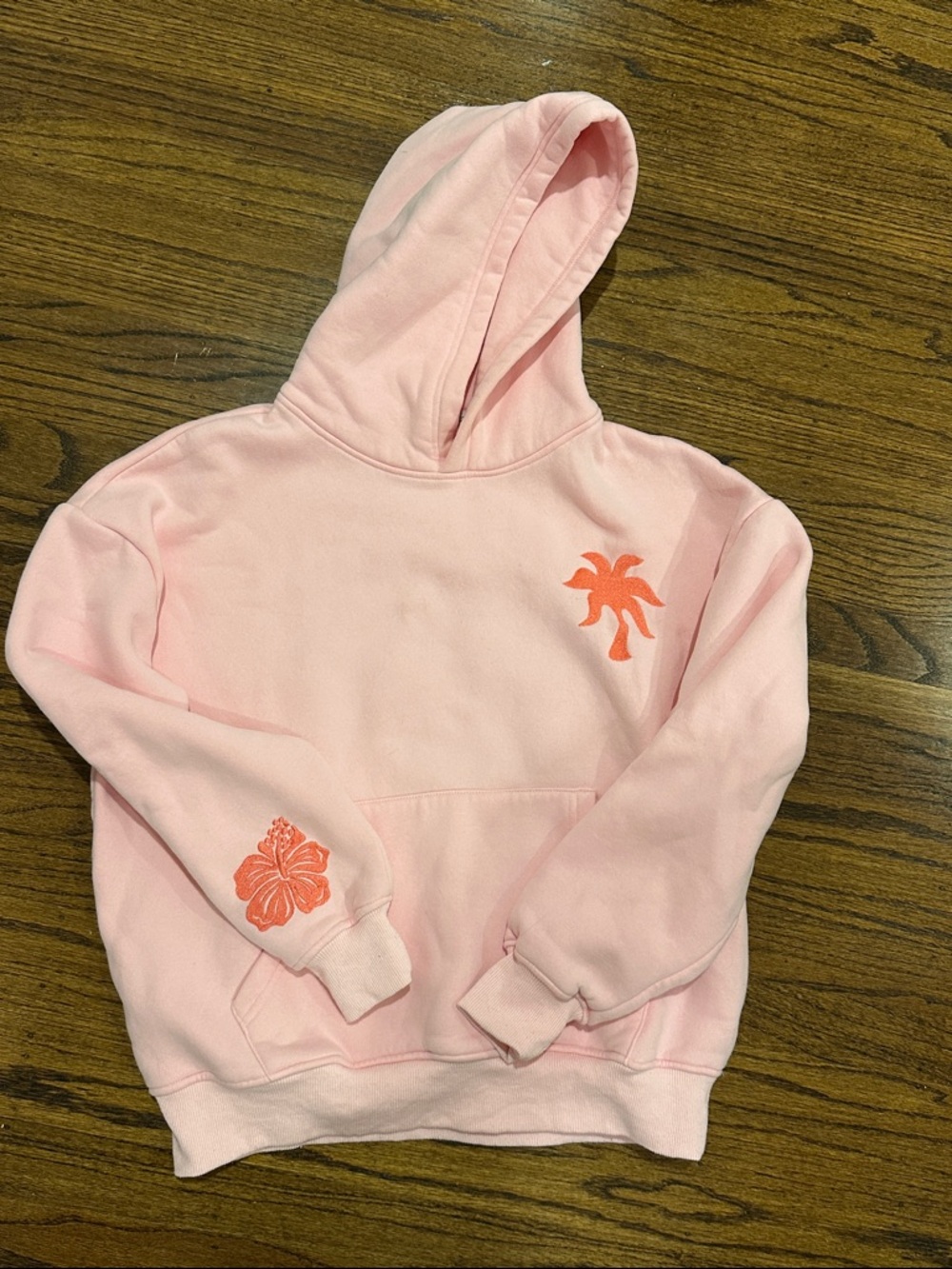 Lightly worn Pink Palm Puff Hoodie XS